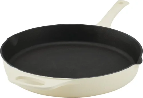 Miniatura 20 de Rachael Ray NITRO Sartén de Hierro Fundido con Mango Auxiliar y Picos Vertedores, 12 Pulgadas, Gris