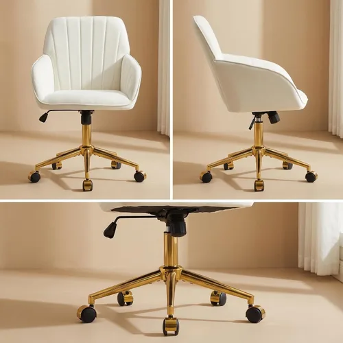 Miniatura 5 de Silla de escritorio de terciopelo para oficina en casa, moderna y bonita silla de trabajo para computadora con respaldo, silla de tocador tapizada