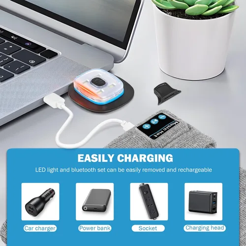 Miniatura 7 de Gorro Bluetooth con luz, unisex, recargable, LED, con auriculares, regalos técnicos para hombres, mujeres, papá