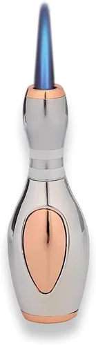WEQTETJU Encendedor de antorcha, fresco, único encendedor de boliche, ajustable, recargable, resistente al viento, regalo para hombres (sin plateado