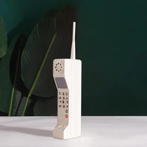 Adorno retro de ladrillo para teléfono celular, modelo de teléfono celular vintage, plantilla de teléfono celular a la antigua moda para decoración