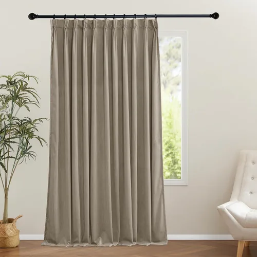 Miniatura 30 de KGORGE Cortinas de terciopelo verde cazador con pliegues pinzados de 84 pulgadas, con aislamiento térmico para oscurecer habitaciones, con anillas