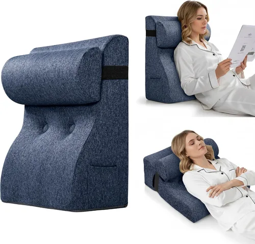 Miniatura 12 de Almohada de lectura de cuña de espuma viscoelástica para cama, almohada ergonómica para adultos con reposacabezas ajustable, almohada de cama
