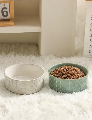 Miniatura 6 de Tazón de cerámica para perros, tazón de comida y agua para mascotas de 6.5 pulgadas, plato para perros medianos y pequeños, cachorro, verde