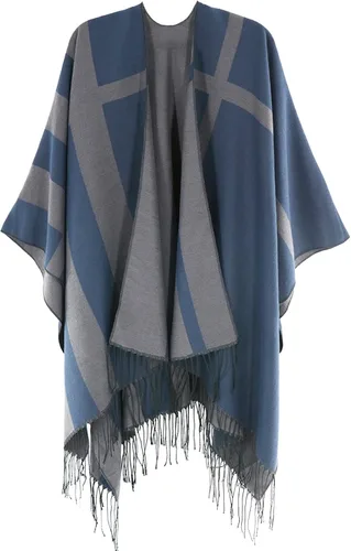 Miniatura 73 de Poncho chal para mujer, suéteres suaves y cálidos para mujer, parte delantera abierta, poncho de viaje para otoño, invierno y primavera