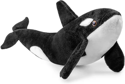Muñeco de peluche grande de orca - Animales de peluche realistas de orca de 29 pulgadas, peluches suaves de orca y tiburones marinos para niños,