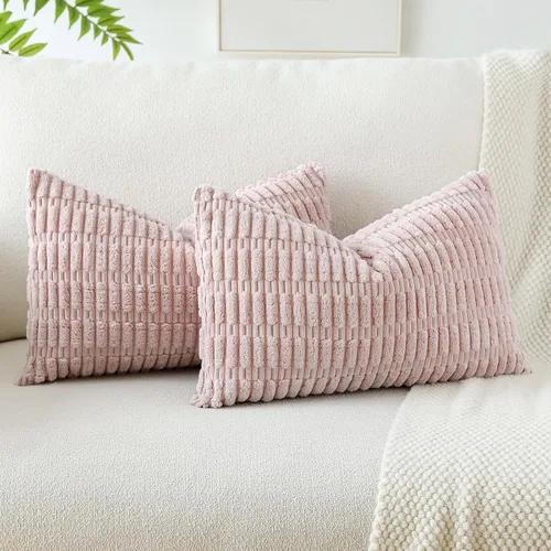 Miniatura 47 de OTOSTAR - Paquete de 2 fundas de cojín decorativas de pana suaves y a rayas estilo boho, fundas de cojín cuadradas para decoración del hogar, fundas