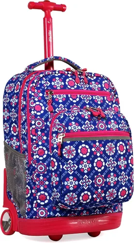 Miniatura 42 de J World Sundance Mochila Rodante para Laptop para Niñas y Niños. Mochila Escolar con Ruedas, Rombos negro, 20 pulgadas