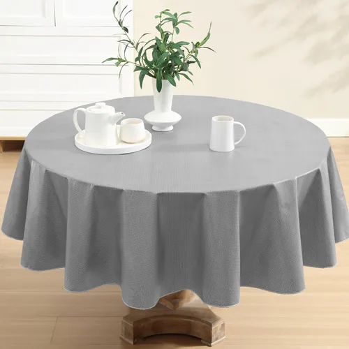 Miniatura 12 de Newbridge Basketweave - Mantel con parte trasera de franela de vinilo de color sólido, aspecto texturizado de tejido de cesta, mantel impermeable