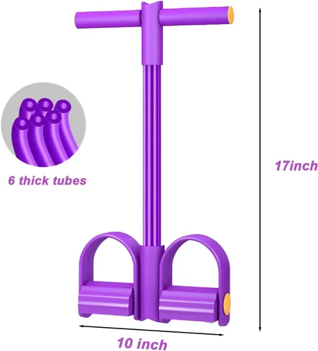 Miniatura 2 de Banda de resistencia con mango de pedal, 6 tubos elásticos de látex natural, cuerda de tracción, bandas de fitness para piernas, brazos, abdomen