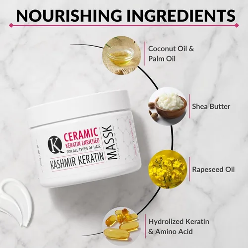 Miniatura 4 de Kashmir Keratin Mascarilla de cerámica para el cabello (8 onzas), tratamiento avanzado de reparación de queratina profunda para cabello seco, dañado