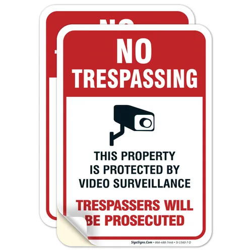 Miniatura 16 de Señal de videovigilancia No Trespassing, cámara de seguridad CCTV, 24 x 30 pulgadas, 3M EGP reflectante aluminio .080, resistente a la decoloración