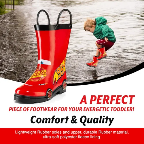 Miniatura 4 de Disney Cars - Botas de lluvia de goma impermeables fáciles de poner con estampado de personajes McQueen para niños (niñosniños pequeños)