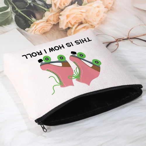 Miniatura 3 de POFULL Bolsa de maquillaje para amantes del patinaje sobre ruedas, así es como me rollo bolsa de cosméticos Bolsa patinadora