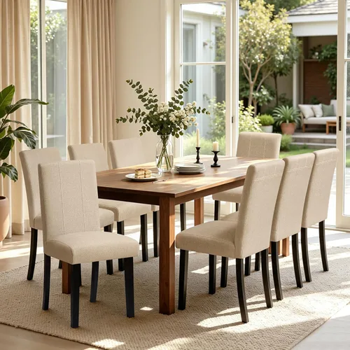 Miniatura 50 de CHUN YI Juego de 4 sillas de comedor tapizadas de piel sintética con ribete de cabeza de clavo y patas de madera, sillas laterales Parsons modernas