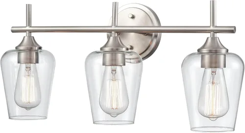 Miniatura 2 de ML Lighting Ashford - 3 tocador de baño ligero, 10.25 pulgadas de alto y 22 pulgadas de ancho, acabado de níquel cepillado cepillado níquel