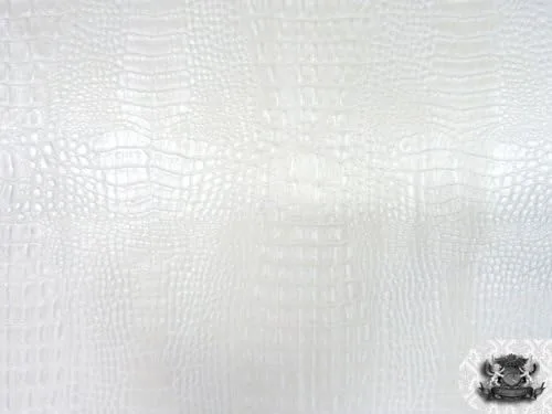 Miniatura 5 de Faux/tela de cuero falsa blanca de la perla del cocodrilo del cocodrilo del vinilo por la yarda