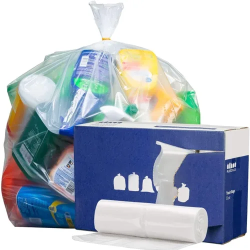 Plasticplace Bolsas de basura de 40-45 galones │ 1.5 mil │ Revestimientos transparentes para botes de basura resistentes │ 40 x 46 pulgadas (100