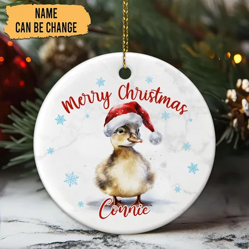 Miniatura 2 de Hyturtle Adorno de Navidad personalizado para amantes de los patos, adorno de cerámica con nombre personalizado de pato – Lindo regalo para amantes