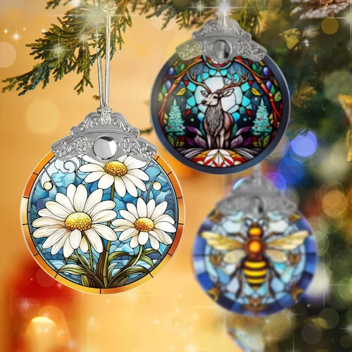 Miniatura 6 de Jocidea Adorno de Navidad de margaritas – Decoración colgante de árbol, atrapasoles – Regalo para amantes de las margaritas (blanco)