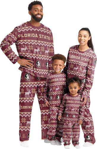 Miniatura 26 de FOCO NCAA para mujeres - Conjunto de pijamas familiares navideños a juego con patrón feo del equipo universitario de la NCAA Patrón feo navideño