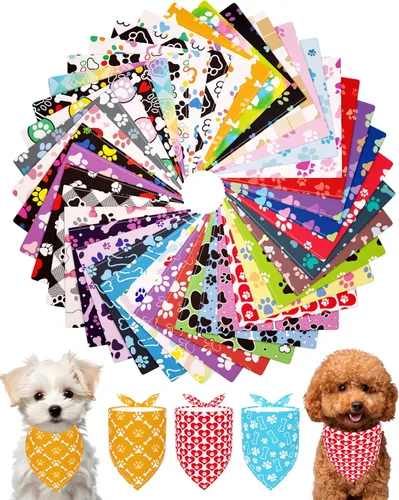 Miniatura 26 de PET SHOW 50 Pack Bandanas Navideñas para Perros Grandes XL Lavables Feliz Año Nuevo Bandanas en Triángulo a Granel Baberos para Perros Medianos