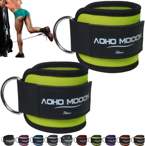 Miniatura 21 de AOHO MOOON Correas de tobillo ajustables y cómodas para máquinas de cable para mujeres, correa de pierna para gimnasio, tobillera para glúteos