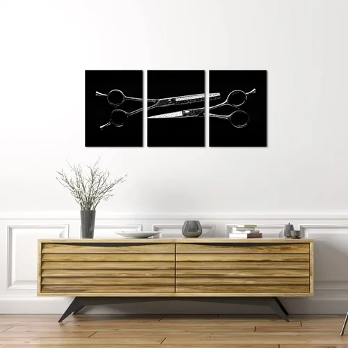 Miniatura 5 de Biuteawal Lienzo para el cabello, arte de pared, tijeras de peluquería, herramientas de corte de pelo, impresión de imagen en lienzo, 3 piezas