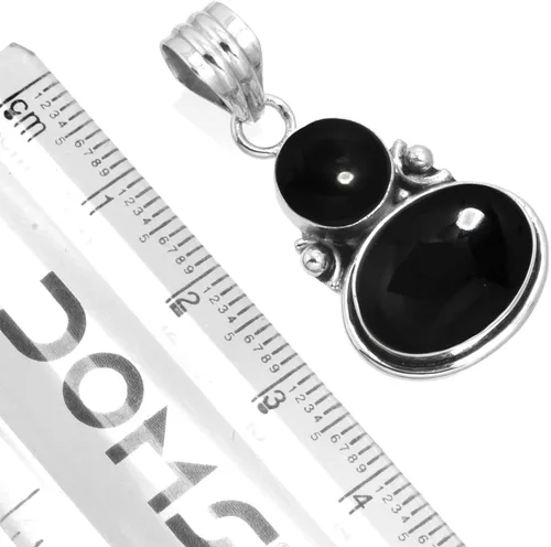 Miniatura 2 de JEWELOPORIUM Colgante de plata de ley 925 hecho a mano para mujer, ovalado, redondo, 2 piedras preciosas para regalo (99509_P)