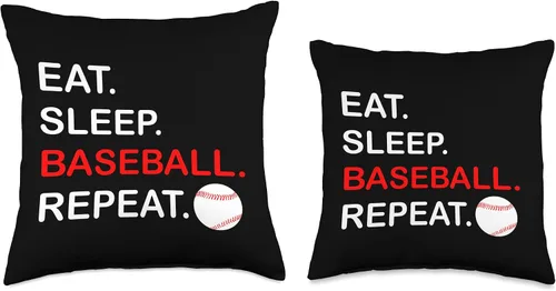 Miniatura 3 de Funny Baseball Lover Eat Sleep Baseball Repeat Eat Sleep Repeat Lovers - Almohada de béisbol divertida, 16 x 16 pulgadas, multicolor