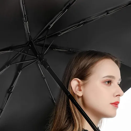 Miniatura 7 de Guam Tribal Hibiscus impermeable resistente al viento 3 pliegues auto abrir cerrar paraguas ligero anti-UV para hombres mujeres, Negro, estilo 1