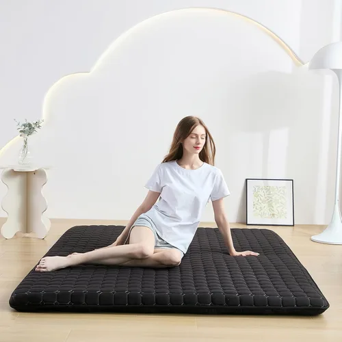 Zelladorra Japanese Floor Mattress Twin, Anti-Slip Japanese Futon Roll Up Tatami Mat for Guests, Black