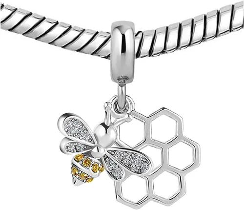 Miniatura 3 de KunBead Dije colgante de abeja con diseño de animal de amor, compatible con pulseras Pandora, Cobre, vidrio