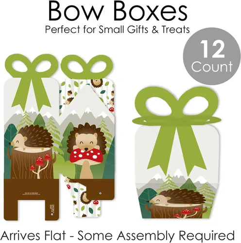 Miniatura 5 de Big Dot of Happiness Forest Hedgehogs – Cajas de regalo cuadradas – Caja de lazo para fiesta de cumpleaños o baby shower, juego de 12