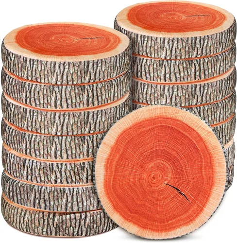 Unittype 15 almohadas decorativas redondas, cojín de asiento de círculo de tocón de 15.75 pulgadas, cojín de suelo con rodajas de madera de árbol