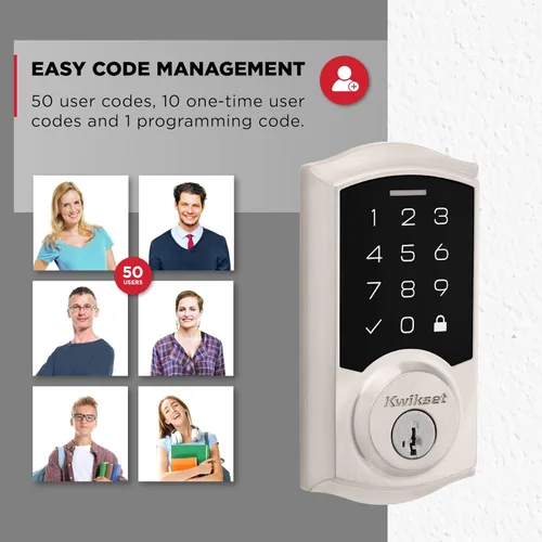 Miniatura 7 de Kwikset SmartCode 270 - Cerradura de puerta con teclado táctil electrónico sin llave con bloqueo automático, códigos de usuario personalizados