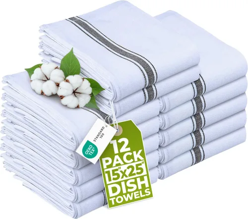 Utopia Towels Juego de 12 paños negros de 15 x 25 pulgadas, 100% algodón hilado en anillo, altamente absorbentes y reutilizables, juego de barra de