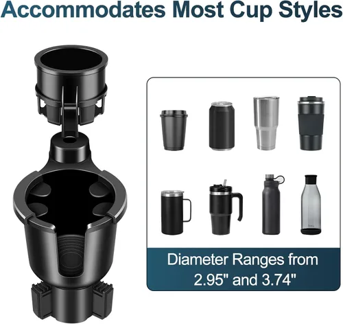 Miniatura 4 de JPart Expansor de portavasos para automóvil, expansor de portavasos con base de extensión ajustable y diseño de rotación de 360°, se adapta a tazas