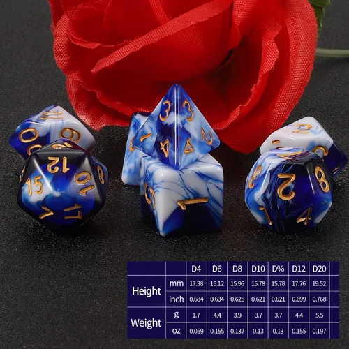 Miniatura 2 de QMAY DND Juego de Dados - 7 Piezas de Dados Poliédricos con Bolsa de Dados D&D para Mazmorras y Dragones, RPG, MTG, Juegos de Rol