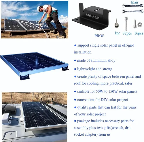 Miniatura 5 de Soportes de montaje en Z para panel solar, con tuercas y pernos, adecuados para paneles solares de 50 W a 150 W en RV, barcos, autocaravanas