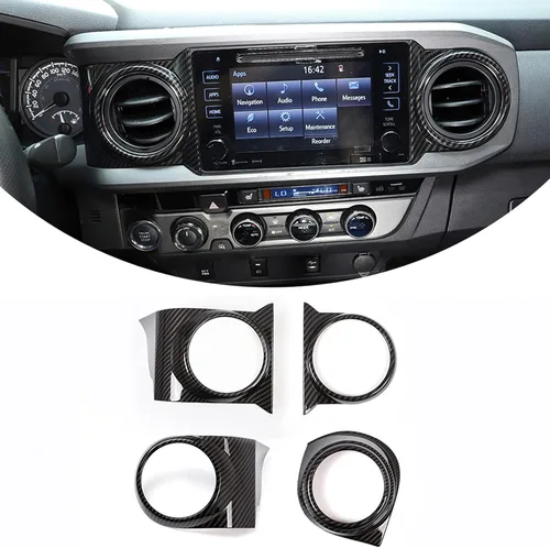 Miniatura 9 de 4 piezas de anillos de ventilación de aire acondicionado para consola central interior de ABS para automóvil, marco de cubierta de borde