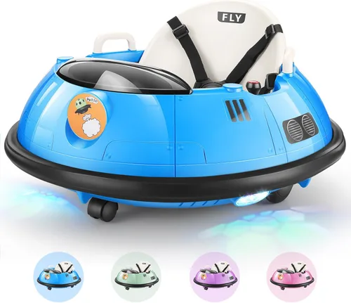 Hikole Coche de Choque Eléctrico para Niños, Carro de Juguete de Choque para Bebés con Control Remoto, Luces LED Intermitentes, Giro de 360 Grados,