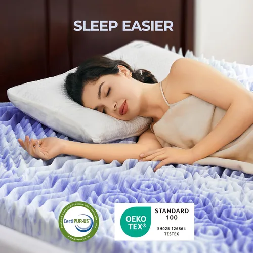Miniatura 3 de Dreamsmith Cubrecolchón tamaño individual, 3 pulgadas, 7 zonas, de espuma viscoelástica, para aliviar la presión, fabricado con espuma certificada
