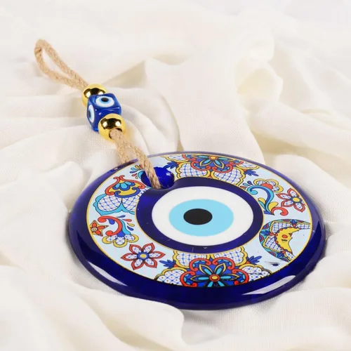 Miniatura 3 de Adorno colgante de pared de cuentas de mal de ojo de 5 pulgadas, dije de protección del hogar, cuentas turcas de Nazar, adorno hecho a mano (TM1004)