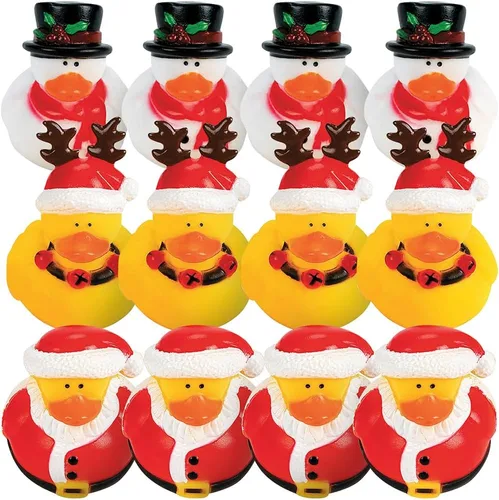 Fun Express Patos de goma de vinilo para fiestas | 12 unidades | Ideal para recuerdos de fiesta, fiesta de cumpleaños de niños, celebraciones de