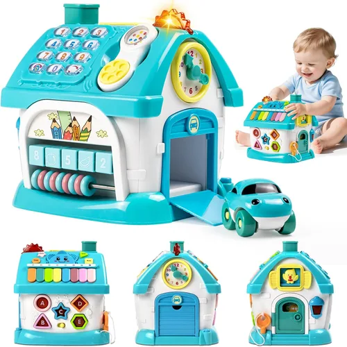 Marstone Juguetes para bebés de 1 año para niños y niñas: juguetes para niños pequeños de 1 a 2 años, casa educativa 8 en 1 para regalo de