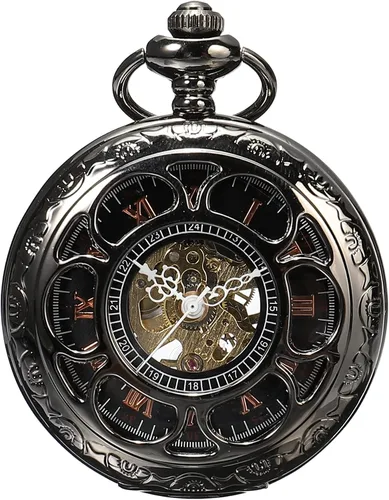 Miniatura 8 de ShoppeWatch Reloj de bolsillo para hombre con cadena Reloj de bolsillo vintage de cuerda a mano Reloj de bolsillo clásico con movimiento