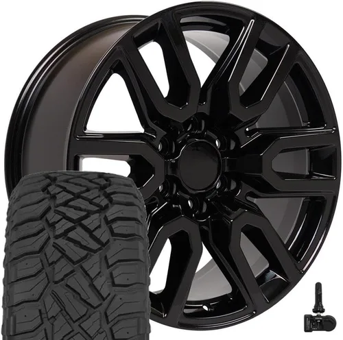 Miniatura 6 de OE Wheels CV36 20x9 Llantas negras brillantes de 20 pulgadas, juego de 4, ruedas de 6 x 139.7 – TPMS opcional y paquetes de neumáticos y llantas