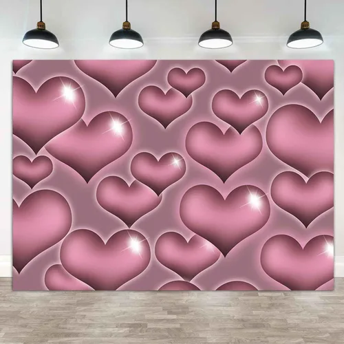 Sensfun Fondo de fotografía de corazón rosa de principios de los años 2000, decoración de fiesta de la vieja escuela Y2k, pancarta de fiesta de