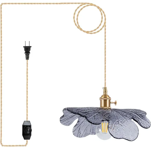 Miniatura 37 de Luces Colgantes para Isla de Cocina, Luz Colgante de Cristal Verde Accesorios de Iluminación Vintage, 9.4 pulgadas E26 Acabado Lámpara Colgante